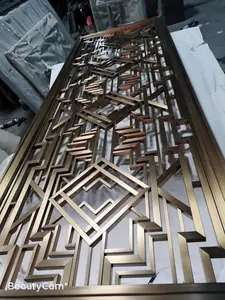 Custom Size Decoratieve Aluminium Laser Cut Divider Dubai Scheidingswand Scherm Gouden Kleur Roestvrij Staal Decoratieve Metalen Scherm