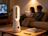 Kipas Menara Digital Elektrik Portabel Tanpa Baling-Baling dengan Pemurni Udara dan Lampu Malam 7 Warna untuk Penggunaan Hotel
