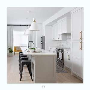 Armoires de base en panneau mélaminé avec îlot de cuisine laqué, armoire de rangement en panneau de particules de bois, ensemble d'armoires de cuisine modernes - Product Image 2