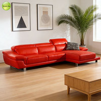 Canapé d'angle de salon de luxe européen en vente chaude, style moderne, canapé en cuir PU avec méridienne, canapé modulaire en forme de L, 2293