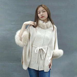 Manteau de luxe pour femmes de quatre couleurs d'automne et d'hiver nouveau manteau de fourrure de renard en laine mélangée Vente en gros - Product Image 2