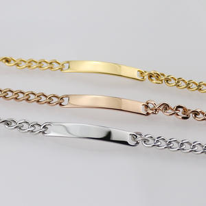 Chaîne de type curb en acier inoxydable gravable, motif géométrique, bracelet cubain pour <span class=keywords><strong>couple</strong></span>, bracelet pour homme, cadeau personnalisé, bijoux en gros - Product Image 2