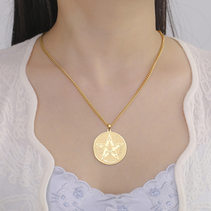 Myshape tetragrammaton ngũ giác Vòng cổ bảo vệ huyền diệu amulet Wicca đồ trang sức cổ xưa Tên quyền lực của thần thép không gỉ - Product Image 5