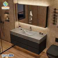 Meubles de salle de bain modernes OEM 2026 Juerte en bois massif, faciles à nettoyer, avec miroir, lavabo, robinet et armoire, pour chambre à coucher