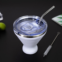 Gobelet isotherme en acier inoxydable à double paroi de 300 ml, couleur personnalisée, antidérapant, verre à martini, tasses en métal avec couvercle en silicone