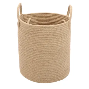 Neues Material Straw Jute Kleidung Aufbewahrung skorb Organizer Baumwoll seil Gewebter Aufbewahrung skorb