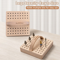 Support professionnel pour 54 embouts de perceuse à ongles, en bois, avec poignée portable, boîte de rangement et présentoir pour embouts de perceuse à ongles