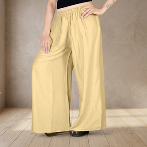Pantalones de Mujer Poorvi-Designer, Corte Bootcut, Cintura Alta, Color Sólido, Cintura Elástica, Ajuste Holgado, Casuales, de Rayón para Invierno - Product Image 3