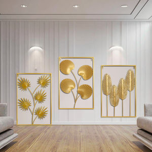Décoration Murale Art <span class=keywords><strong>Déco</strong></span> <span class=keywords><strong>Feuille</strong></span> Florale en Fer, Artisanat Métallique Personnalisable et Durable pour Salon, Hall d'Entrée et Fond <span class=keywords><strong>de</strong></span> Télévision - Product Image 1