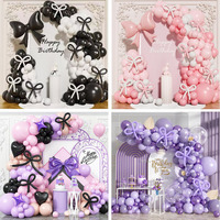 Kit de Globos Rosa Macaron con Lazo Blanco, Globos de Látex y Metalizados para Baby Shower, Cumpleaños de Niña, Decoración de Fondo para Fiestas