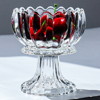 Vente en gros de bols à fruits en verre à pied haut, design minimaliste, style chinois unique, pour salle à manger