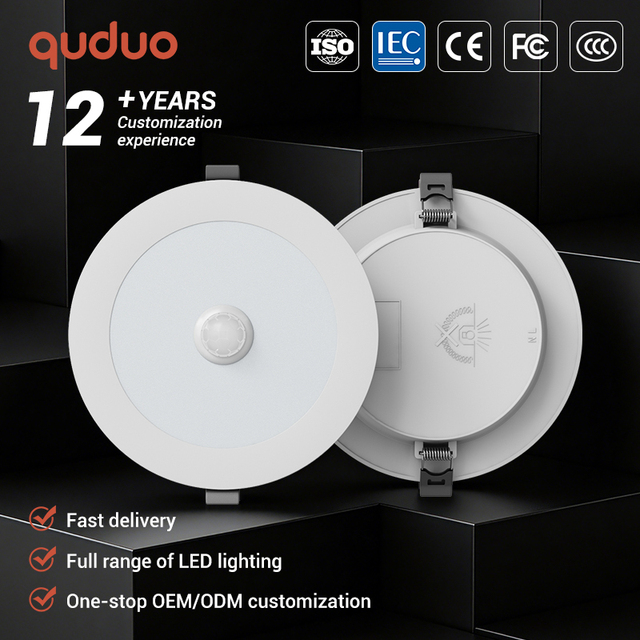 Easy Installation Garage Staircase Voice Control Body Sensor Motion 5W 9W 12W Ceiling Recessed LED Down Lamp
