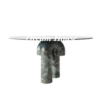 Table à manger rectangulaire sculpturale en marbre Dream Home, base en blocs de marbre courbés empilés, table à manger de luxe design