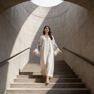 Custom Elegant Modest Long Maxi Printed Polyester <b>Abaya</b> Dress for Muslim Women Special Occasions - Product Image 2