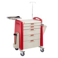 Chariot d'urgence ABS pour hôpital avec 5 tiroirs, chariot de sauvetage médical avec roulettes silencieuses, fabrication OEM