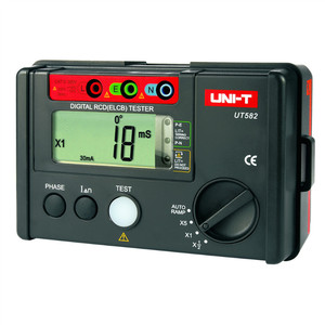 Uni-t <span class=keywords><strong>Digital</strong></span> <span class=keywords><strong>RCD</strong></span> (ELCB) <span class=keywords><strong>Tester</strong></span> UNI-T UT582 AUTO RAMP-Funktion Leckstrom schutzsc halter Auslaufs chutz schalter <span class=keywords><strong>Tester</strong></span>