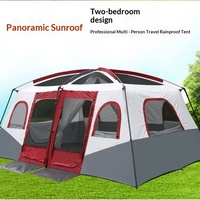 Tente de camping familiale quatre saisons grande capacité, deux chambres, un salon, 8 à 12 personnes, double couche, protection solaire