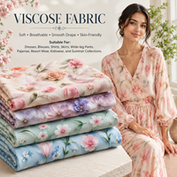 Tissu Challis en Rayonne Imprimé Numérique 5D 45s Doux Écologique à Motifs Floraux pour Robes, Vêtements de Nuit, Jupes pour Garçons, Faible MOQ