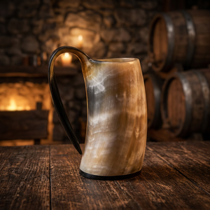 Customized Original Cow & Buffalo Natural Viking Horn Heart Pattern Vintage Beer Mugs Durable Quality Home Wedding - Product Image 1