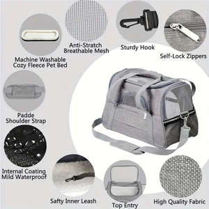Sac à dos de transport carré pour animaux de compagnie, en tissu Oxford écologique, souple, portable, capacité 5 kg, fermeture éclair, pour petits chiens - Product Image 3