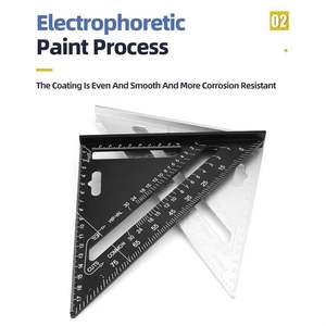 <span class=keywords><strong>Équerre</strong></span> de charpentier triangulaire en aluminium de 7 pouces avec marquages gravés au laser, outil léger et renforcé pour le travail du bois - Product Image 2