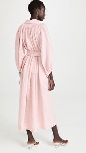 Cotone lino cravatta fiocchino manica lunga <span class=keywords><strong>a</strong></span> <span class=keywords><strong>palloncino</strong></span> Plus Size <span class=keywords><strong>abito</strong></span> Midi - Product Image 2