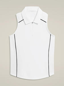 Ladyglow ชุดเล่นเทนนิสสำหรับผู้หญิงชุดออกกำลังกายเล่นกีฬาพร้อมซิปเสื้อกล้ามเล่นโยคะแขนกุดดีไซน์เซ็กซี่สีทึบ - Product Image 3