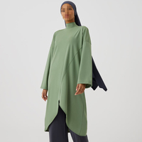 Haut de sport musulman islamique modeste personnalisé pour femmes - Spandex/Polyester Séchage rapide UPF50 Couleur unie Coupe ample
