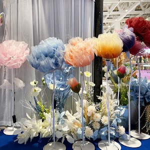 Décoration de scène de mariage F417, <span class=keywords><strong>fleurs</strong></span> géantes en tissu mobile, <span class=keywords><strong>fleurs</strong></span> artificielles en soie géantes en organza à ouverture et fermeture automatiques - Product Image 2