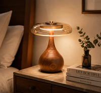 Lampe de table LED à intensité variable avec abat-jour en verre et base en bois de noyer, lumière chaude, style nordique minimaliste, pour chambre à coucher et chevet