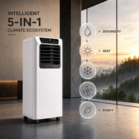 Climatiseur Portable Haute Efficacité 18000 BTU 5-en-1 Mobile HVAC Refroidissement Chauffage Purificateur Bobines Anti-Corrosion CE