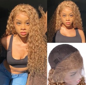 130 150 180 densità 100% capelli umani vergini miele biondo acqua profonda onda hd parrucca frontale in pizzo pieno con capelli del bambino per le donne di colore - Product Image 4