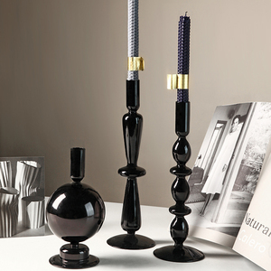 Decorazioni Creative ornamenti portacandele in vetro moderno Retro Home soggiorno tavolo in vetro nero a lume di candela romantico - Product Image 3