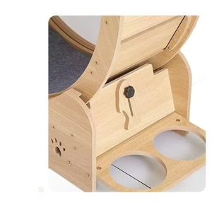 Roue d'exercice pour chat en bois naturel avec abri et gamelles, tapis épais, piste silencieuse, équipement <span class=keywords><strong>de</strong></span> fitness intérieur pour animaux <span class=keywords><strong>de</strong></span> compagnie - Product Image 3