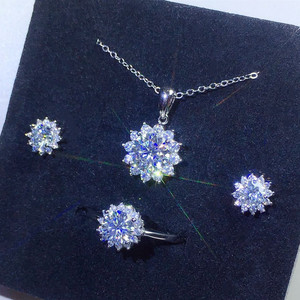 3pcs/Set Luxury Women Wedding Bridal Jewellery Set Moissanite Diamond Jewelry Set