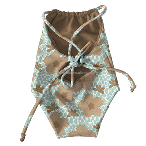 Yeni Gelen Çocuklar İçin Ters Çevrilebilir Mayo Kolsuz Sırtı Açık <span class=keywords><strong>Bikini</strong></span> Çift Katmanlı Hawaii Çiçek Desenli Kız Çocuk Mayoları - Product Image 6