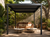 Pergola bioclimatique motorisée en alliage d'aluminium, garantie 5 ans, taille personnalisée, résistante aux intempéries, anti-UV, revêtement poudré, directement de l'usine