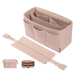 Sac fourre-tout en feutre pliable durable à motif bonbon pour femmes avec fermeture à glissière Grande capacité Organisateur de maquillage pour insertion multi-poches - Product Image 1