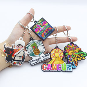 Porte-clés en caoutchouc personnalisés Chine : Breloques DIY, design sur mesure, souvenir de <span class=keywords><strong>voyage</strong></span> Mexique <span class=keywords><strong>Cancun</strong></span>, porte-clés en PVC souple pour filles - Product Image 1