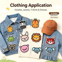 Lot de 12 patchs autocollants en forme de tête d'animal pour vêtements, chapeaux, sacs, chaussettes, pour cadeaux DIY, activités commerciales, décoration, uniformes