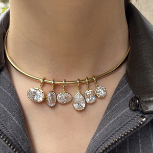 LYBURCHI Ciondoli Minimalisti in Argento Sterling 925 Placcato <span class=keywords><strong>Oro</strong></span> 18K con Zirconi Cubici Ovali Geometrici Scintillanti per Creazione di Gioielli - Product Image 2