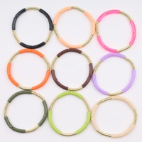 Nouveau Design Multi couleurs minuscules perles de Tube en bambou 4mm Bracelets acryliques empilables avec perles d'espacement en or