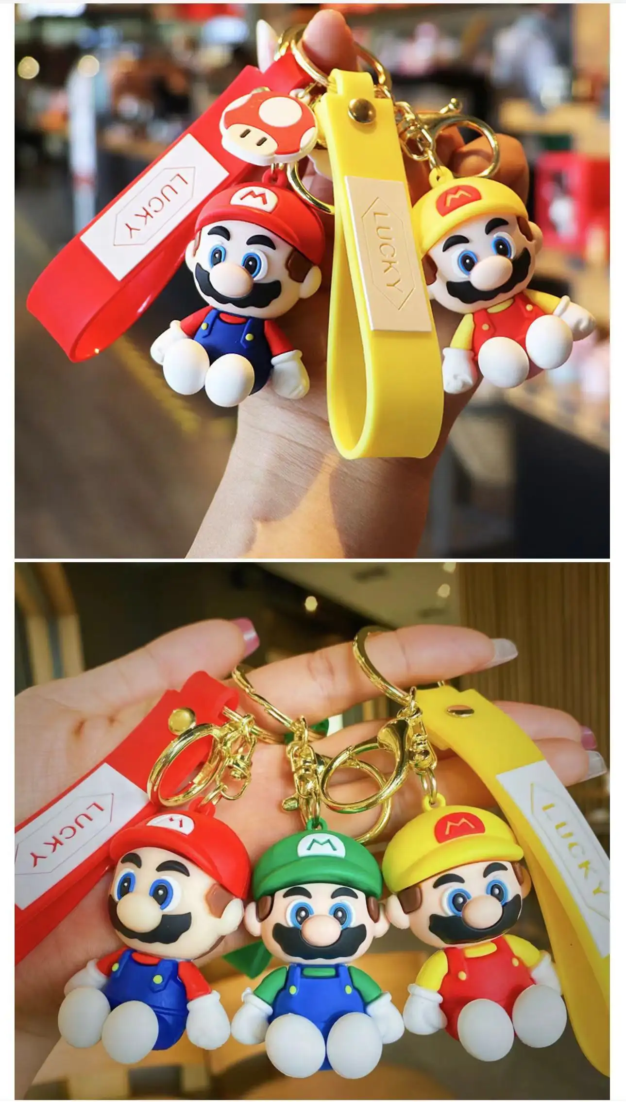 Vente en gros de porte-clés jeu mario porte-clés 3d porte-clés sac pendentif Mario Bros personnage poupées dessin animé Super Mario porte-clés en PVC