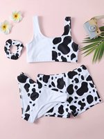 Nuevo en Stock 2026: Bikini de 3 Piezas con Estampado de Leopardo para Niñas, Traje de Baño con Top Bandeau, Pantalones Cortos Tipo Boxer, Traje de Baño para Niñas Pequeñas