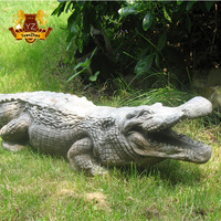 Statue d'art animalière en bronze, crocodile alligator poisson en cuivre et laiton Fengshui de Chine