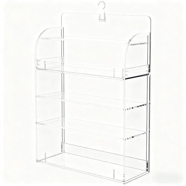 Customized Transparent Acrylic Pre-Assembled Wall-mounted Classic Display Stand Five Layers Large Capacity Environmentally