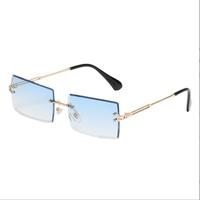 Lunettes de soleil rectangulaires en métal tendance avec verres dégradés, unisexes, décontractées, protection UV400, sans monture