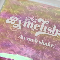 Sac Ziplock transparent holographique rose pochette à bulles emballage de bijoux