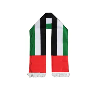 High Quality Custom Knitting Polyester UAE Satin Scarf UAE National Flag Day Shawl Scarf