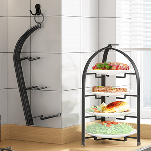 Plancha de cocina de 3 niveles, soporte para platos, bandeja de preparación de ollas calientes, estante de exhibición de verduras, soporte de almacenamiento de platos plegable de <span class=keywords><strong>4</strong></span> niveles - Product Image 3